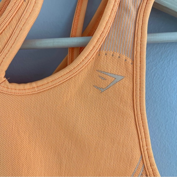 !SOLD! GYMSHARK Neon Orange Ultra Seamless Asymmetrical Workout Sports Bra - Picture 3 of 9